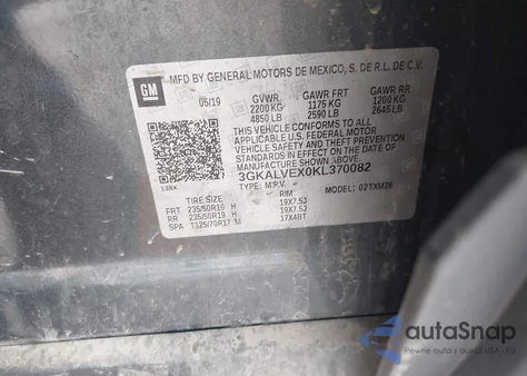2019 GMC Terrain Slt from USA, damaged, VIN 3GKALVEX0KL370082